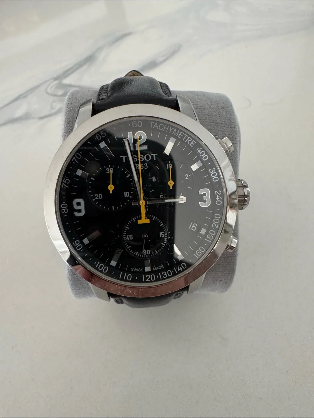 Tissot Black Dial Chronograph with Yellow Accents